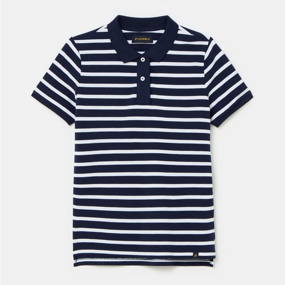 PIOMBO Organic Cotton Piquet Polo Shirt With Stripes In Navy Blue Size XL NEW - Picture 11 of 14